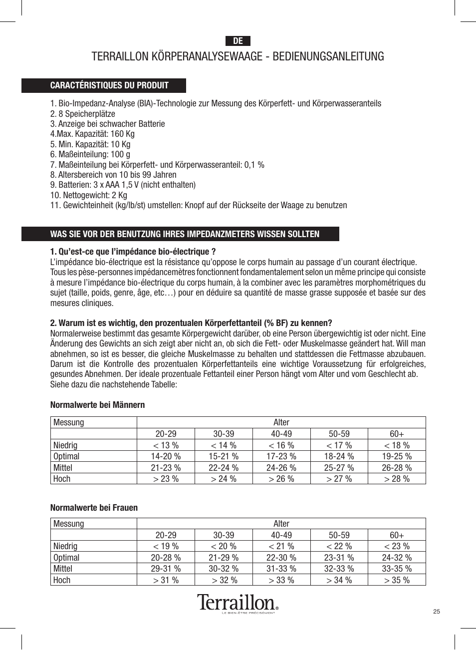 Terraillon Pop Coach User Manual | Page 25 / 60