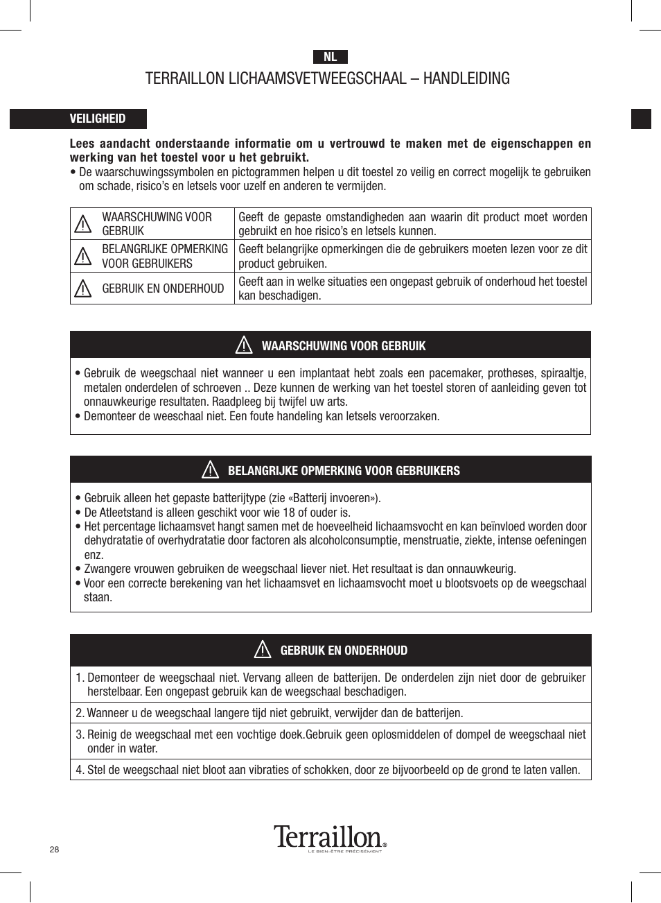 Terraillon lichaamsvetweegschaal – handleiding | Terraillon Pop Coach User Manual | Page 28 / 60