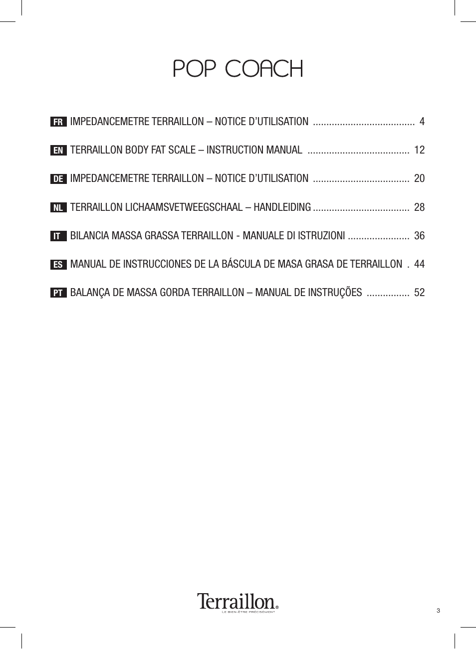 Terraillon Pop Coach User Manual | Page 3 / 60