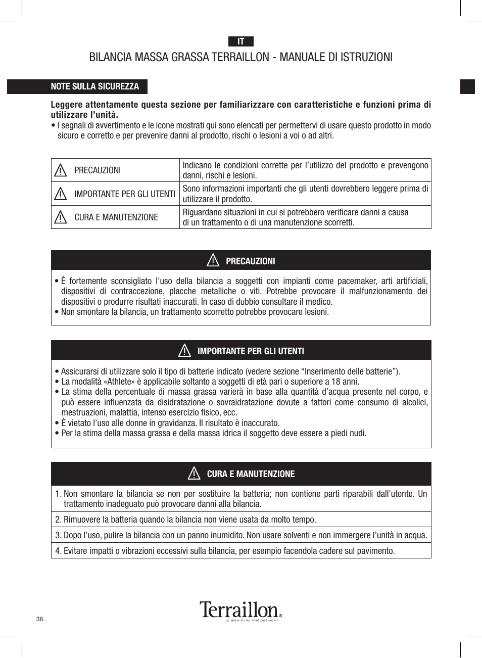 Terraillon Pop Coach User Manual | Page 36 / 60