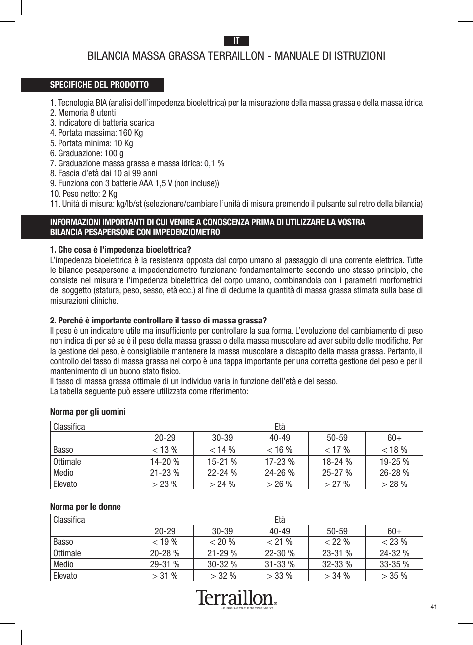 Terraillon Pop Coach User Manual | Page 41 / 60