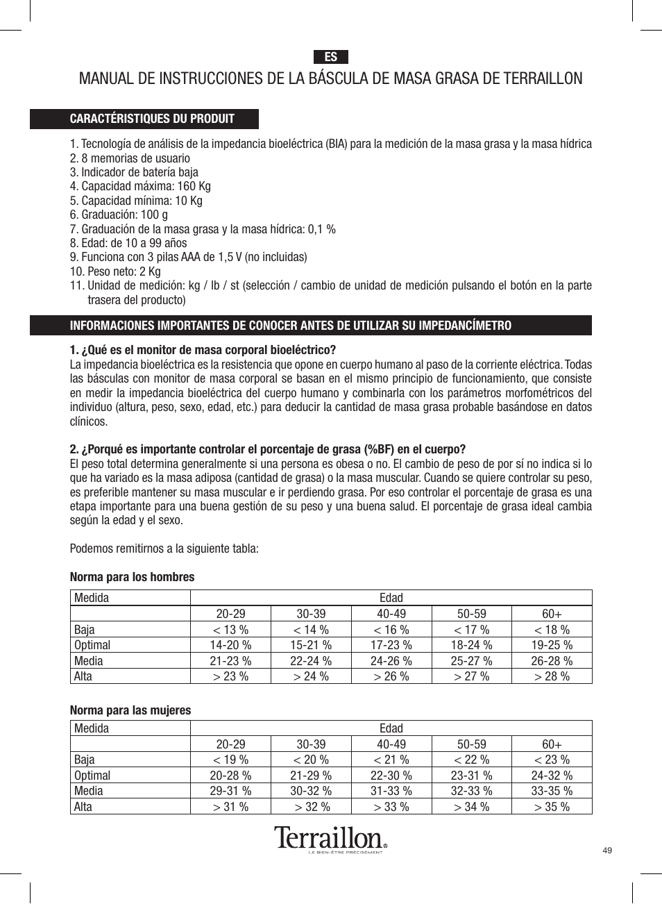 Terraillon Pop Coach User Manual | Page 49 / 60