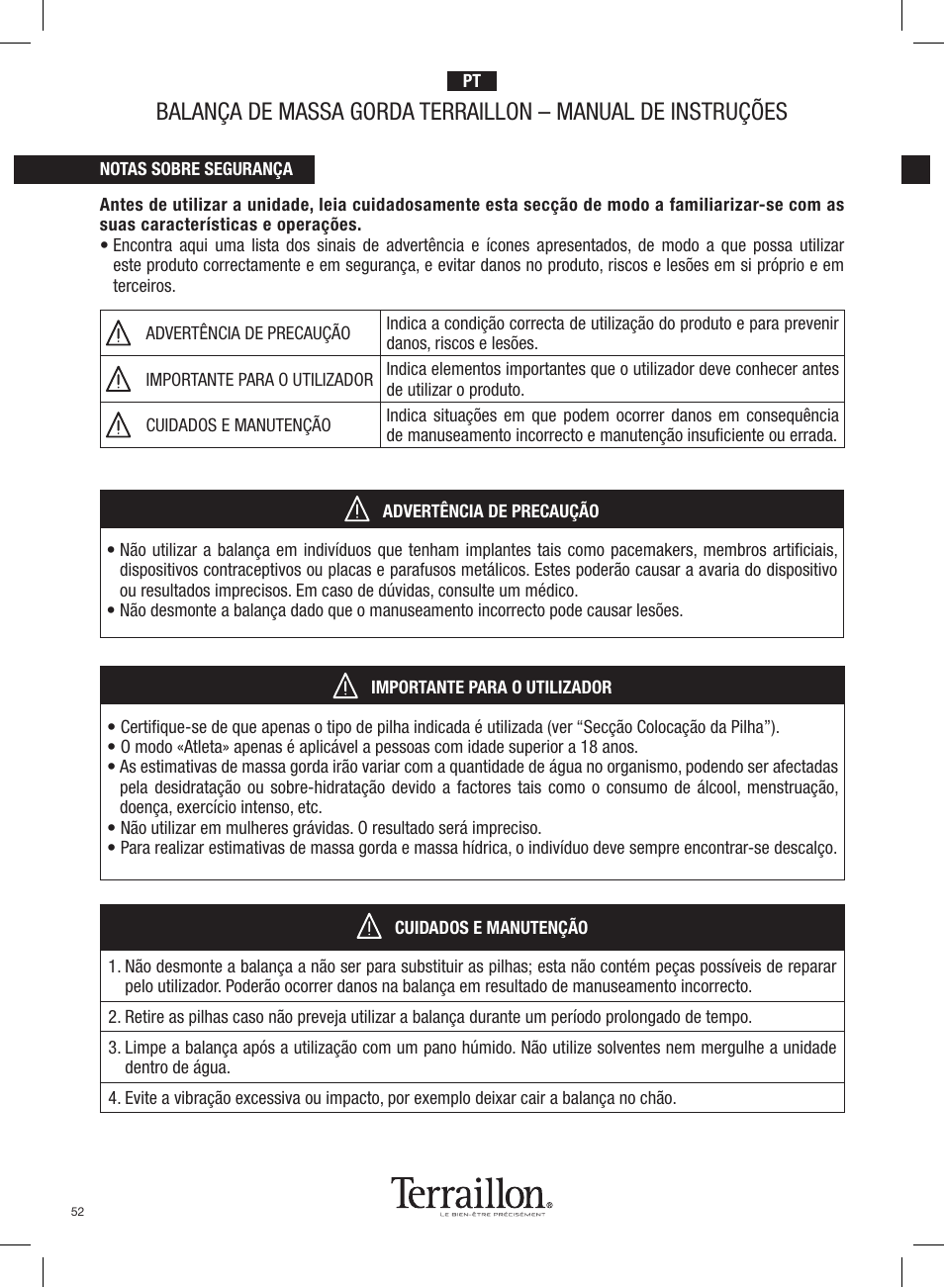 Terraillon Pop Coach User Manual | Page 52 / 60