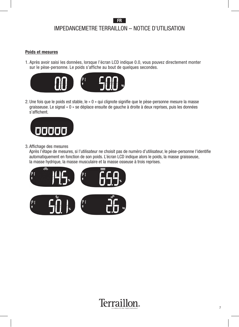 Impedancemetre terraillon – notice d’utilisation | Terraillon Pop Coach User Manual | Page 7 / 60