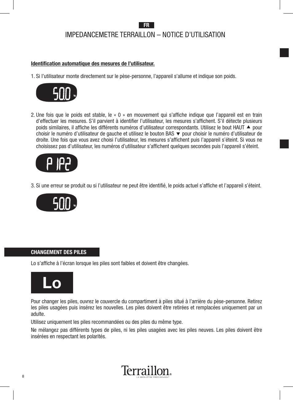 Impedancemetre terraillon – notice d’utilisation | Terraillon Pop Coach User Manual | Page 8 / 60