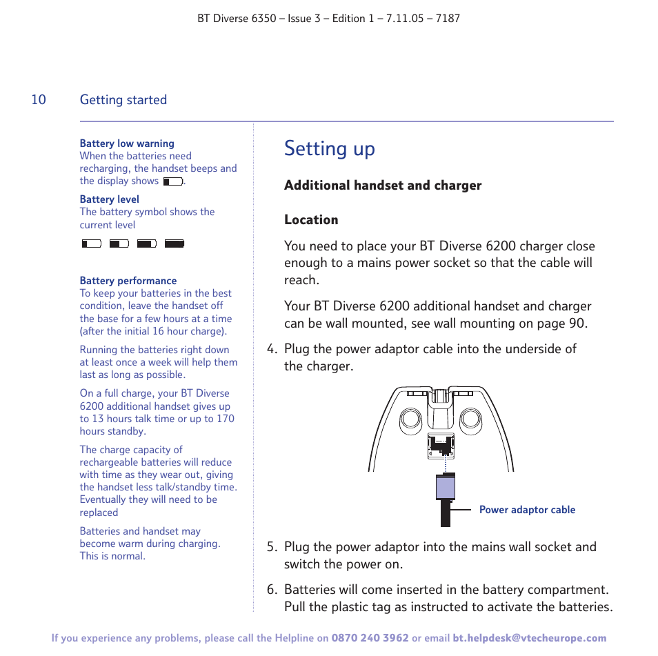 Setting up | BT Diverse 6350 User Manual | Page 10 / 96