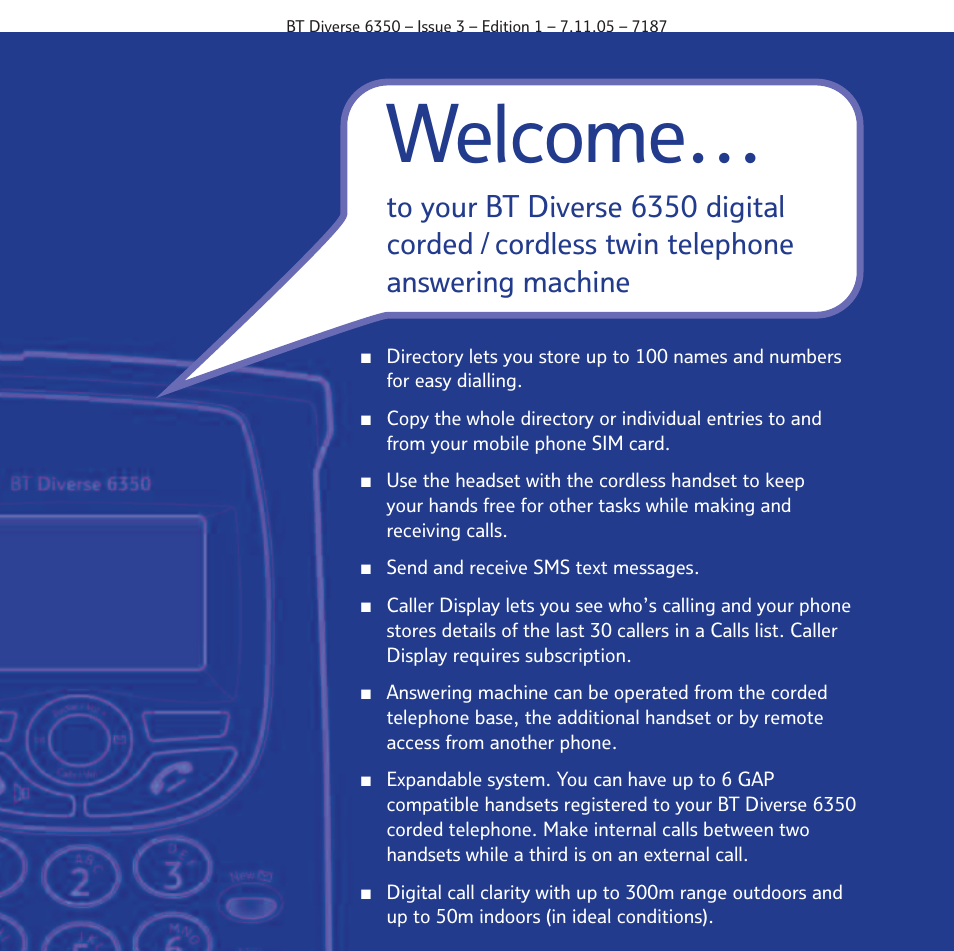Welcome | BT Diverse 6350 User Manual | Page 2 / 96