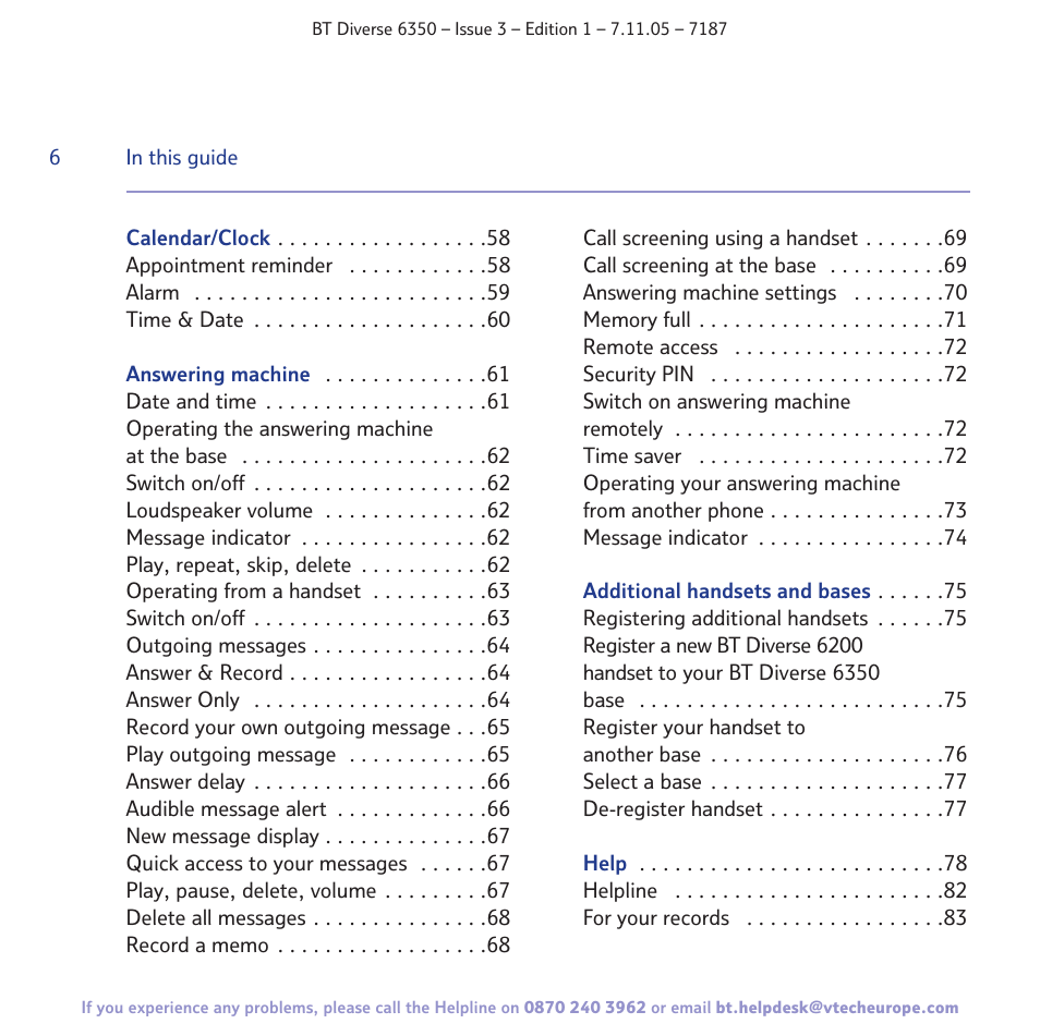 BT Diverse 6350 User Manual | Page 6 / 96