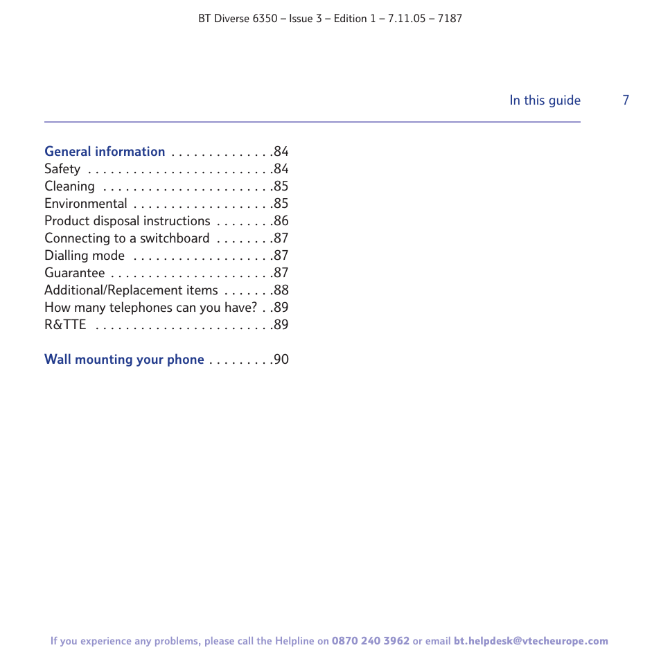 BT Diverse 6350 User Manual | Page 7 / 96