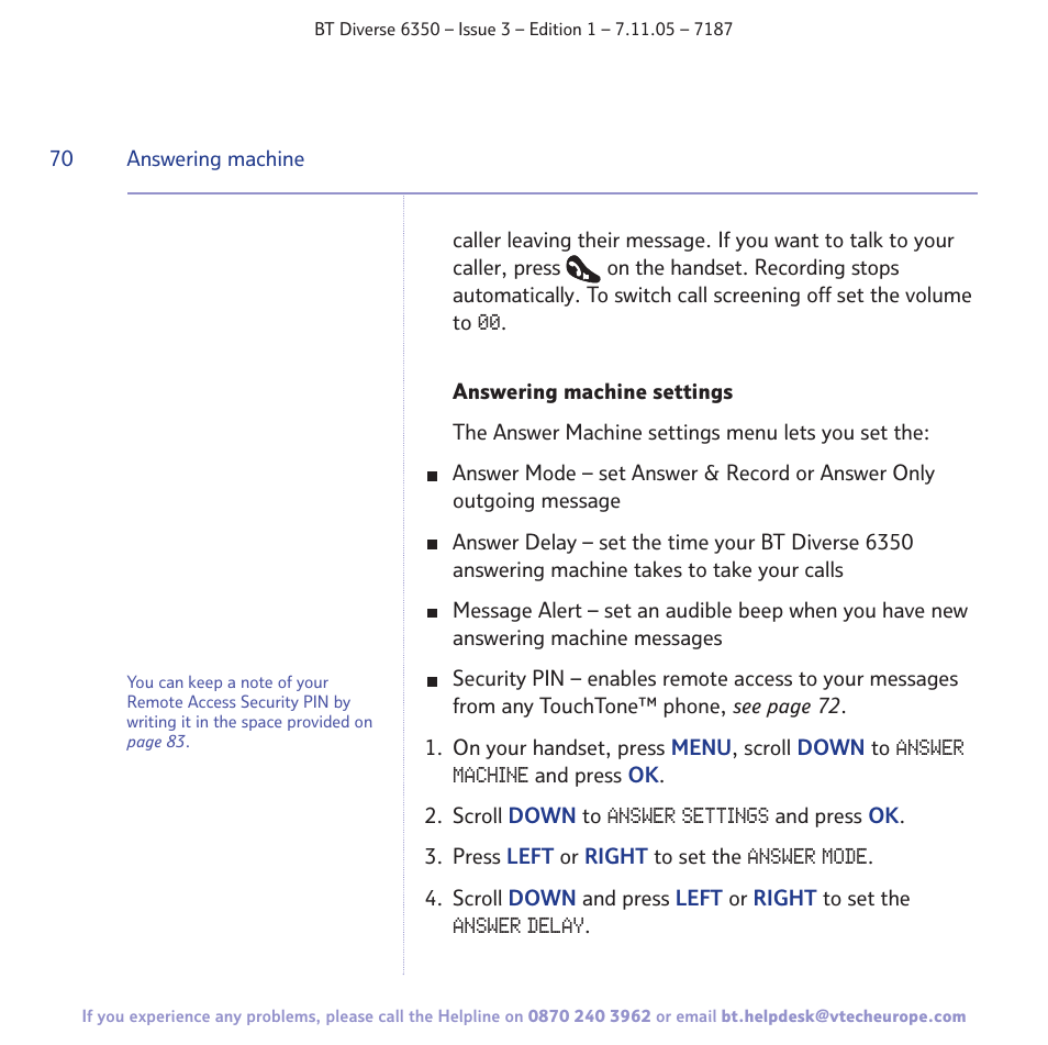BT Diverse 6350 User Manual | Page 70 / 96