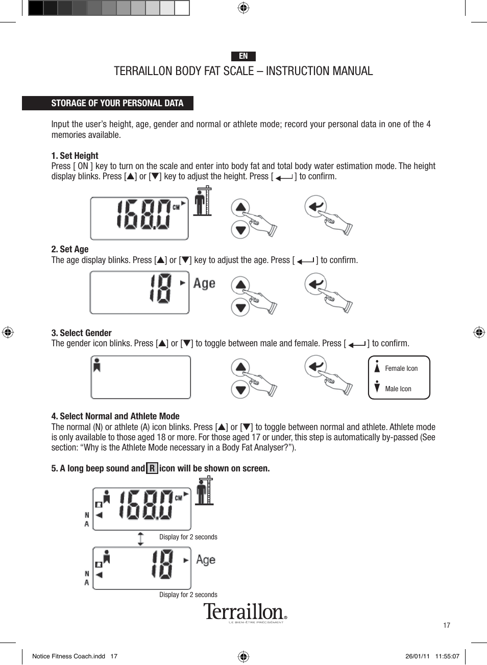 Terraillon body fat scale – instruction manual | Terraillon Fitness Coach Style User Manual | Page 17 / 64