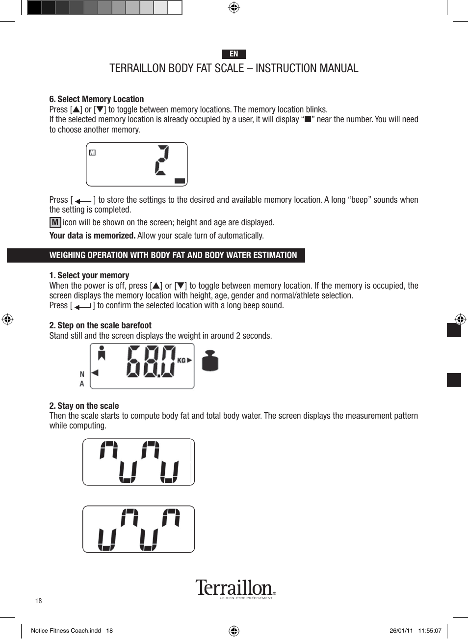 Terraillon body fat scale – instruction manual | Terraillon Fitness Coach Style User Manual | Page 18 / 64