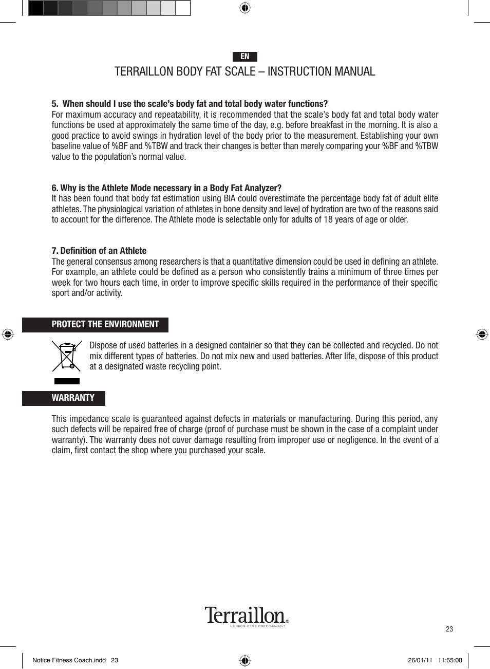 Terraillon body fat scale – instruction manual | Terraillon Fitness Coach Style User Manual | Page 23 / 64