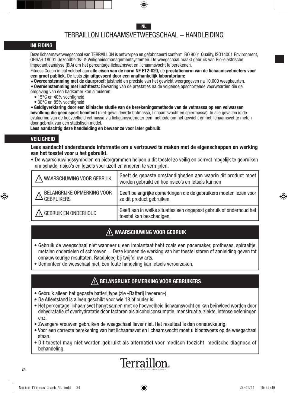 Terraillon lichaamsvetweegschaal – handleiding | Terraillon Fitness Coach Style User Manual | Page 24 / 64