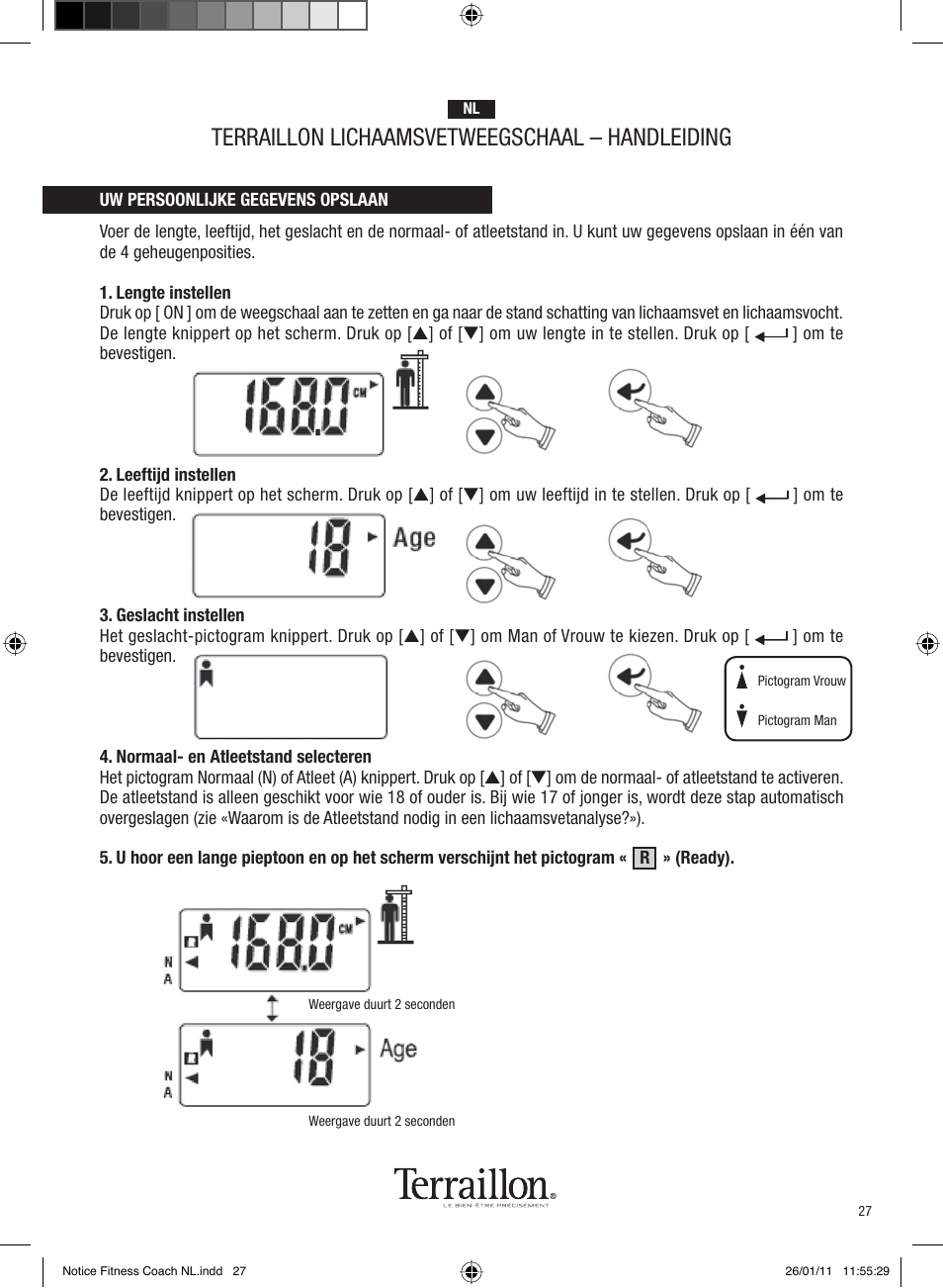 Terraillon lichaamsvetweegschaal – handleiding | Terraillon Fitness Coach Style User Manual | Page 27 / 64