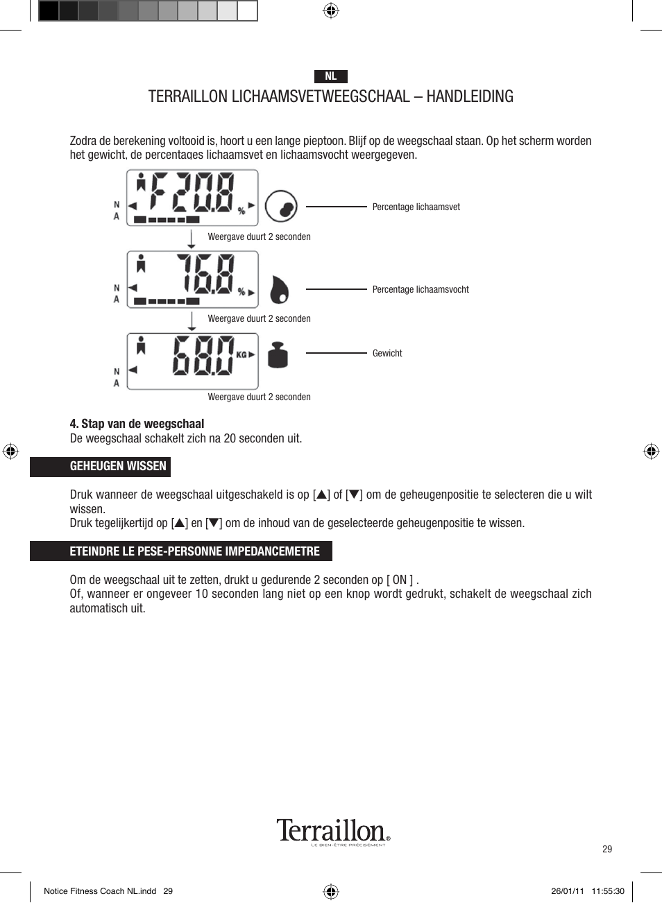 Terraillon lichaamsvetweegschaal – handleiding | Terraillon Fitness Coach Style User Manual | Page 29 / 64