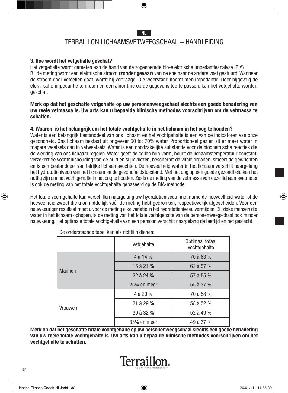 Terraillon lichaamsvetweegschaal – handleiding | Terraillon Fitness Coach Style User Manual | Page 32 / 64