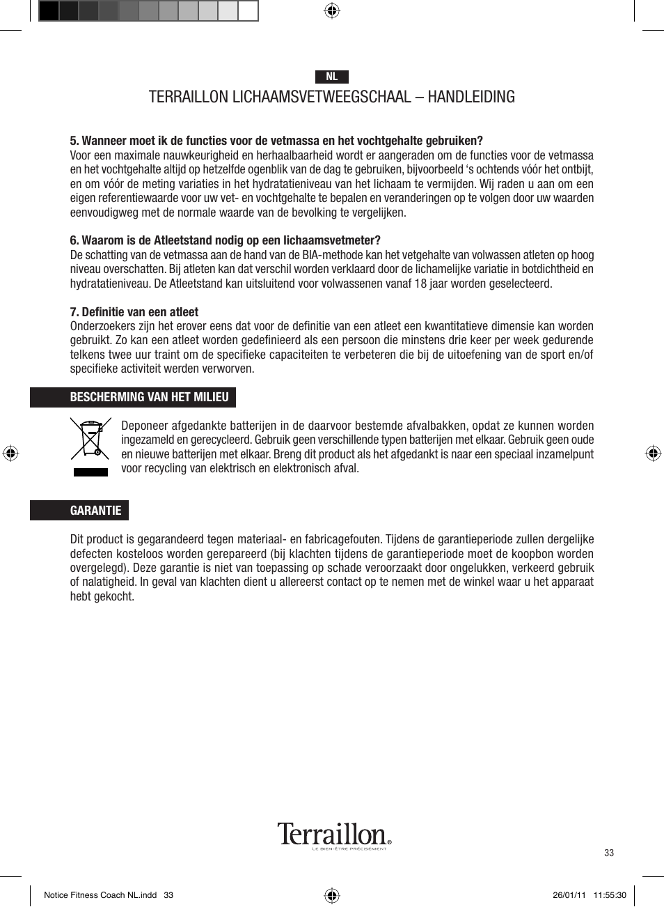 Terraillon lichaamsvetweegschaal – handleiding | Terraillon Fitness Coach Style User Manual | Page 33 / 64