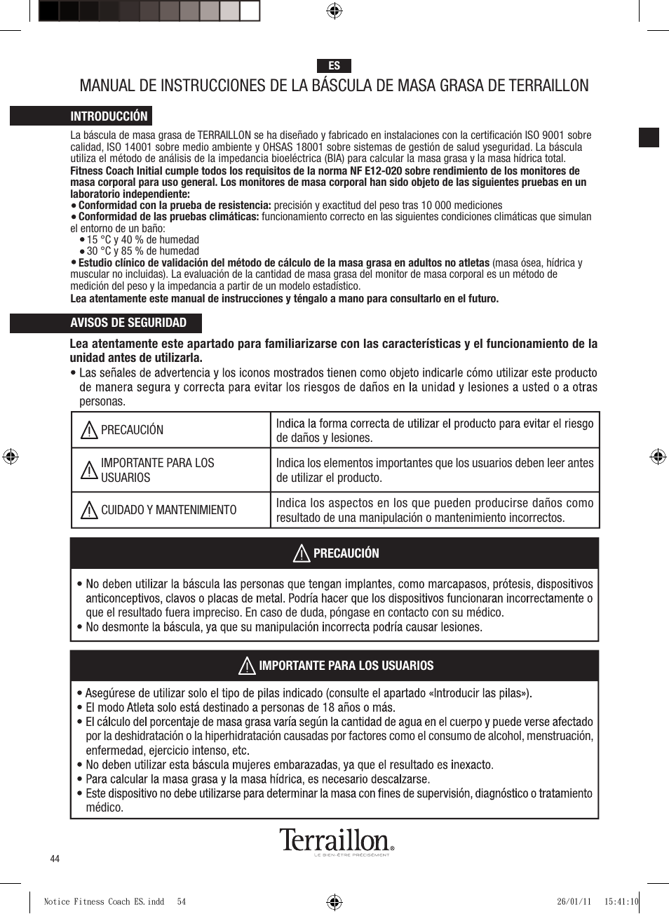 Terraillon Fitness Coach Style User Manual | Page 44 / 64