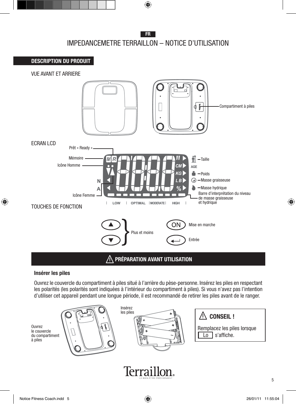 Impedancemetre terraillon – notice d’utilisation, Conseil | Terraillon Fitness Coach Style User Manual | Page 5 / 64