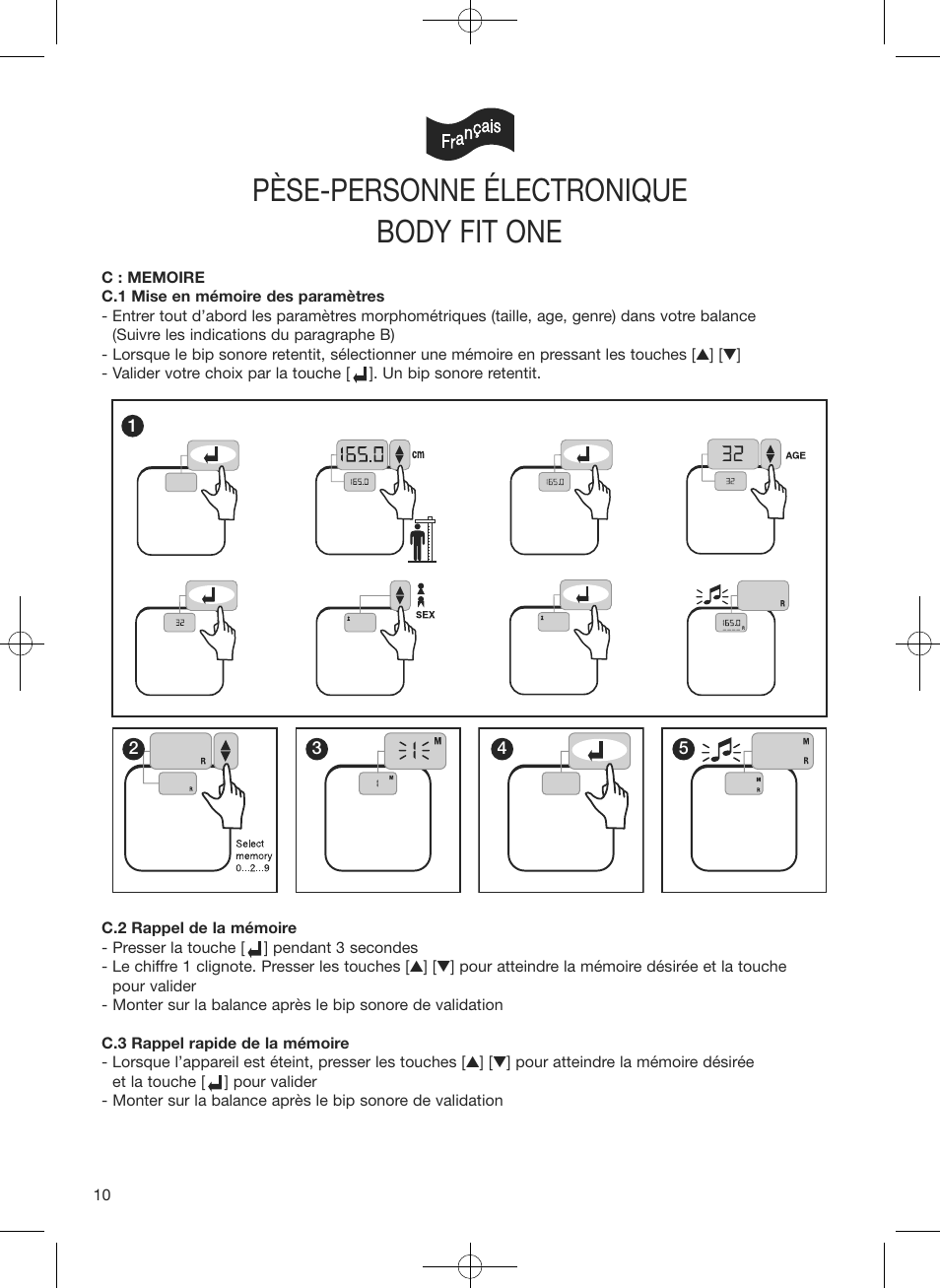 Pèse-personne électronique, Body fit one | Terraillon Body Fit One User Manual | Page 10 / 42