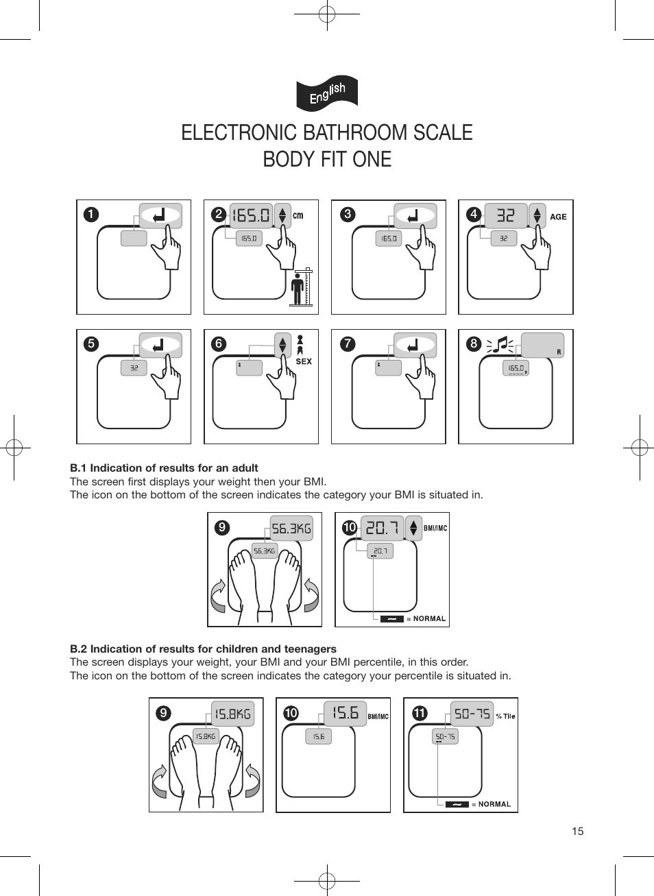 Electronic bathroom scale, Body fit one | Terraillon Body Fit One User Manual | Page 15 / 42