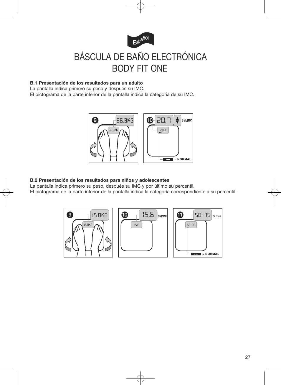 Báscula de baño electrónica, Body fit one | Terraillon Body Fit One User Manual | Page 27 / 42