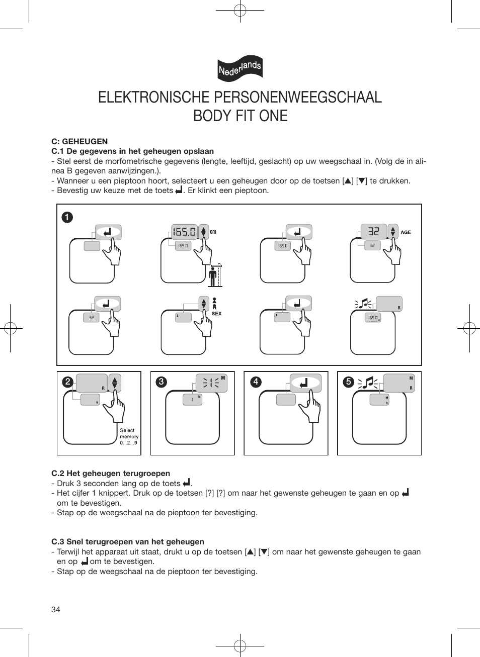 Elektronische personenweegschaal, Body fit one | Terraillon Body Fit One User Manual | Page 34 / 42