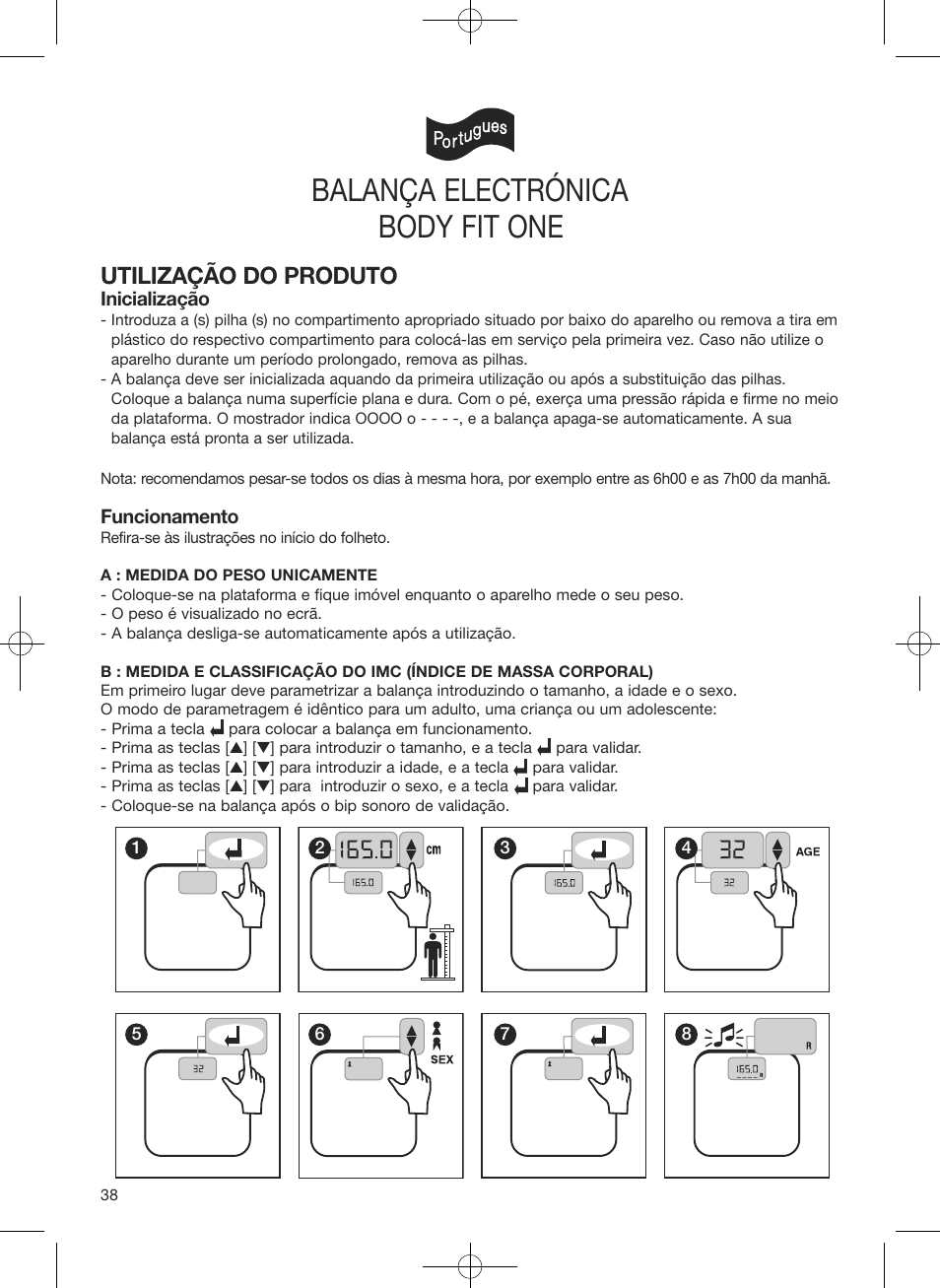 Balança electrónica, Body fit one, Utilização do produto | Terraillon Body Fit One User Manual | Page 38 / 42