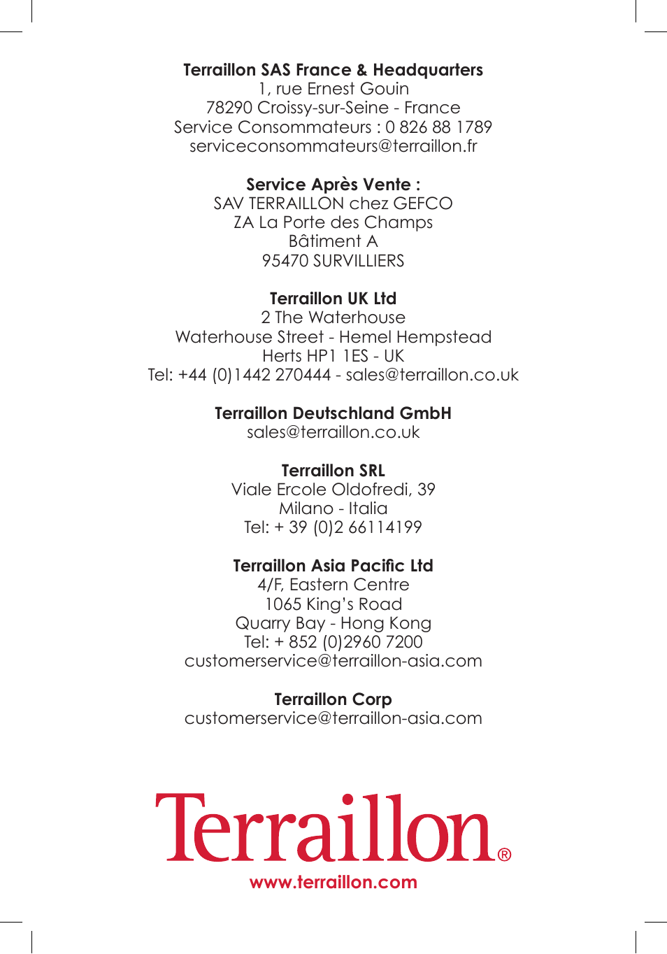 Terraillon Web Coach Pop Blanc User Manual | Page 20 / 20