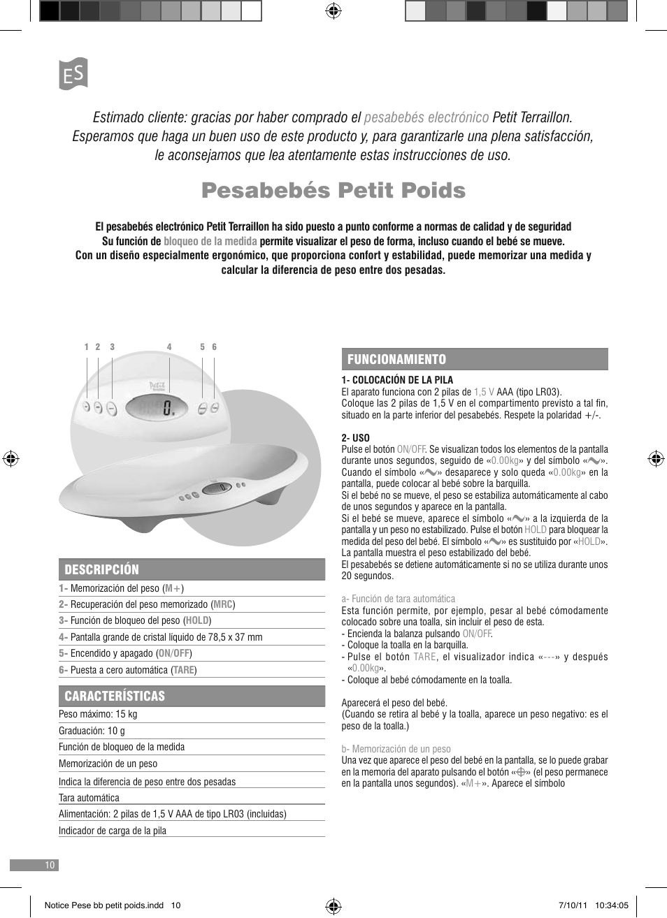 Pesabebés petit poids | Terraillon Petit Poids User Manual | Page 10 / 16