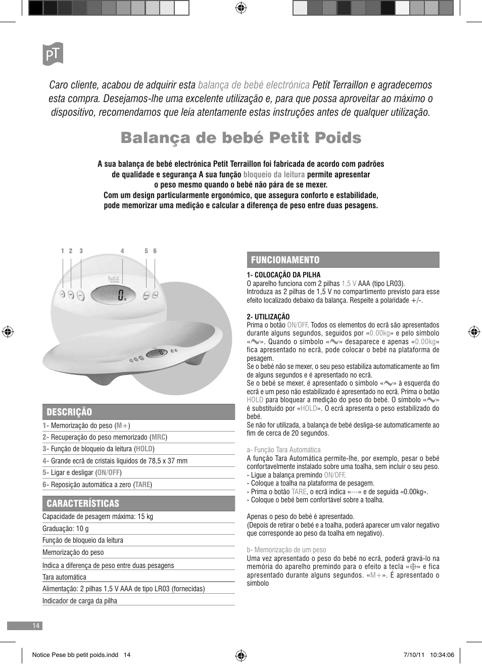 Balança de bebé petit poids | Terraillon Petit Poids User Manual | Page 14 / 16