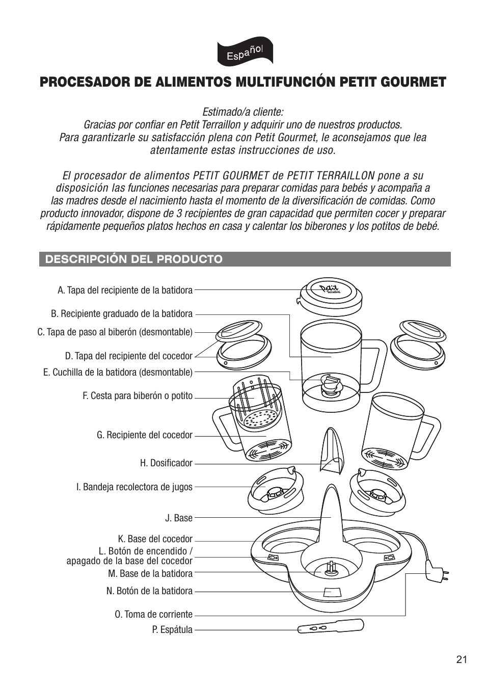 Procesador de alimentos multifunción petit gourmet | Terraillon Petit Gourmet Style User Manual | Page 19 / 68