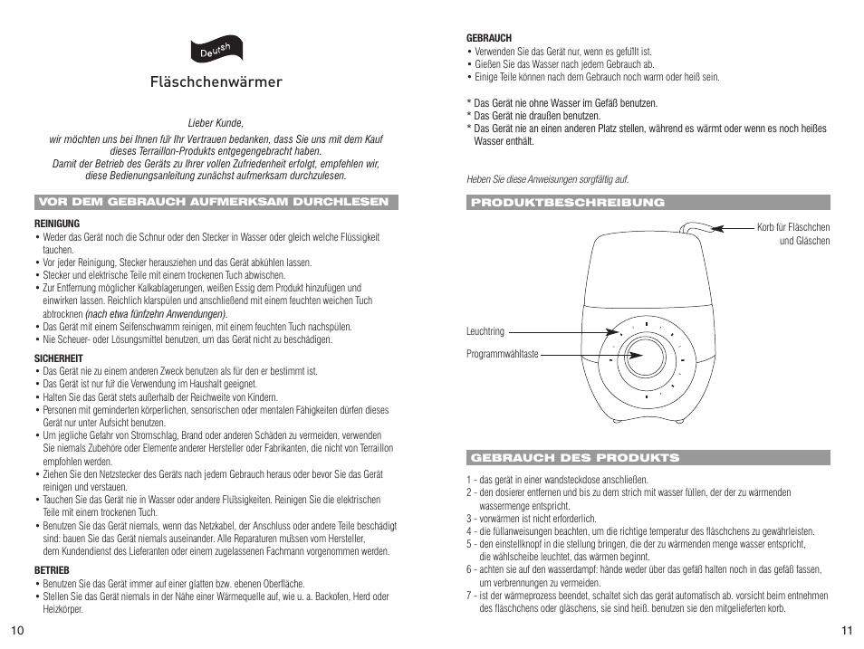 Fläschchenwärmer | Terraillon Chauffe-Biberon User Manual | Page 12 / 12