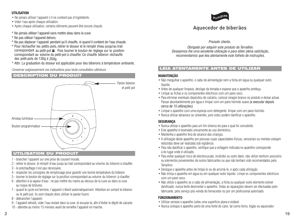 Aquecedor de biberãos | Terraillon Chauffe-Biberon User Manual | Page 4 / 12