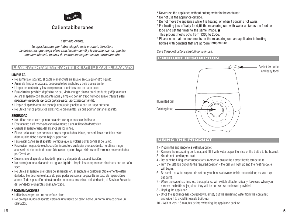 Calientabiberones | Terraillon Chauffe-Biberon User Manual | Page 7 / 12