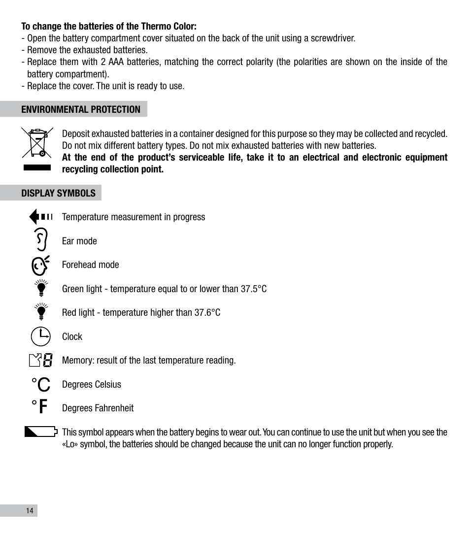 Terraillon Thermo Color User Manual | Page 14 / 52