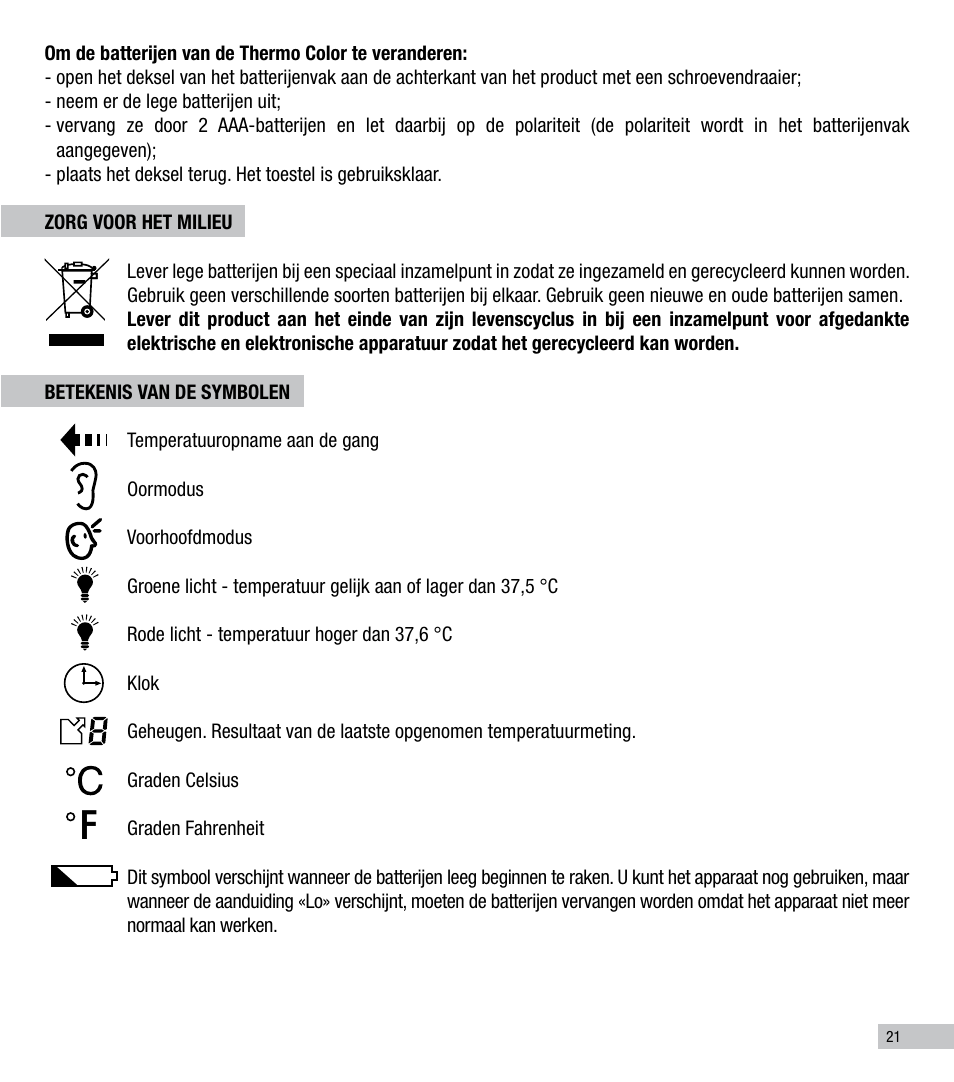 Terraillon Thermo Color User Manual | Page 21 / 52