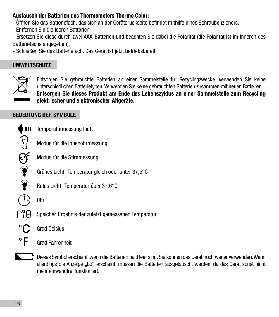 Terraillon Thermo Color User Manual | Page 28 / 52