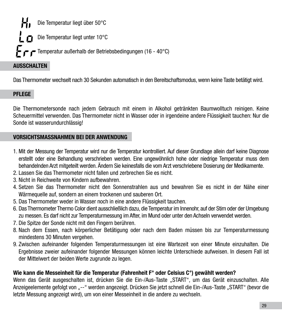 Terraillon Thermo Color User Manual | Page 29 / 52