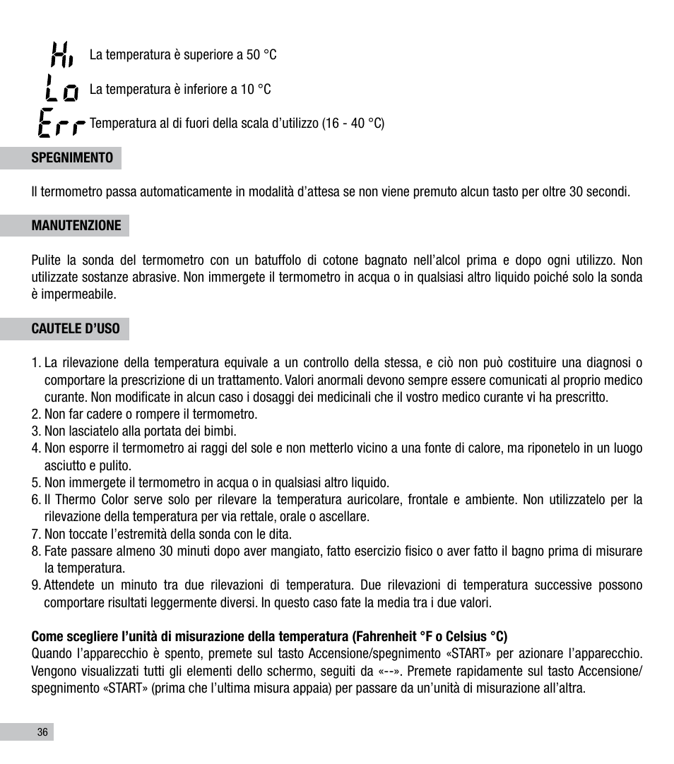 Terraillon Thermo Color User Manual | Page 36 / 52