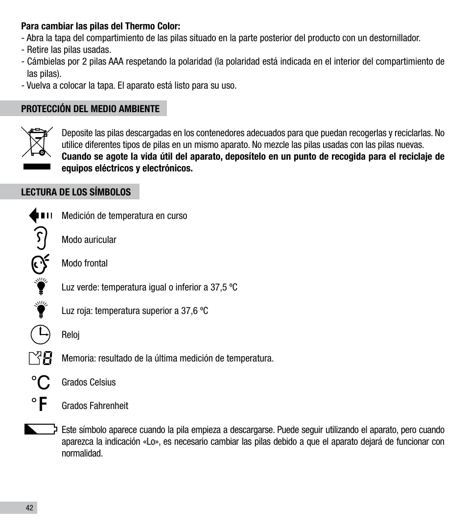 Terraillon Thermo Color User Manual | Page 42 / 52