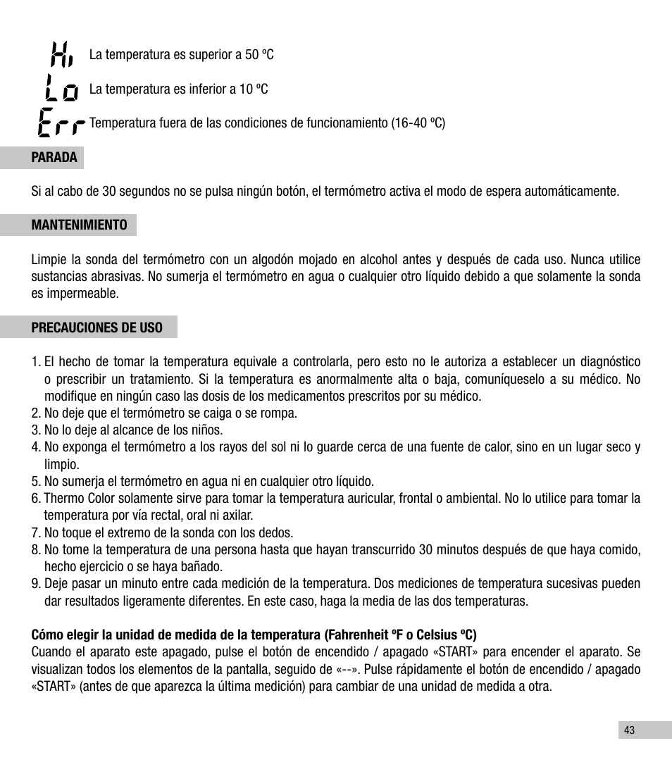 Terraillon Thermo Color User Manual | Page 43 / 52