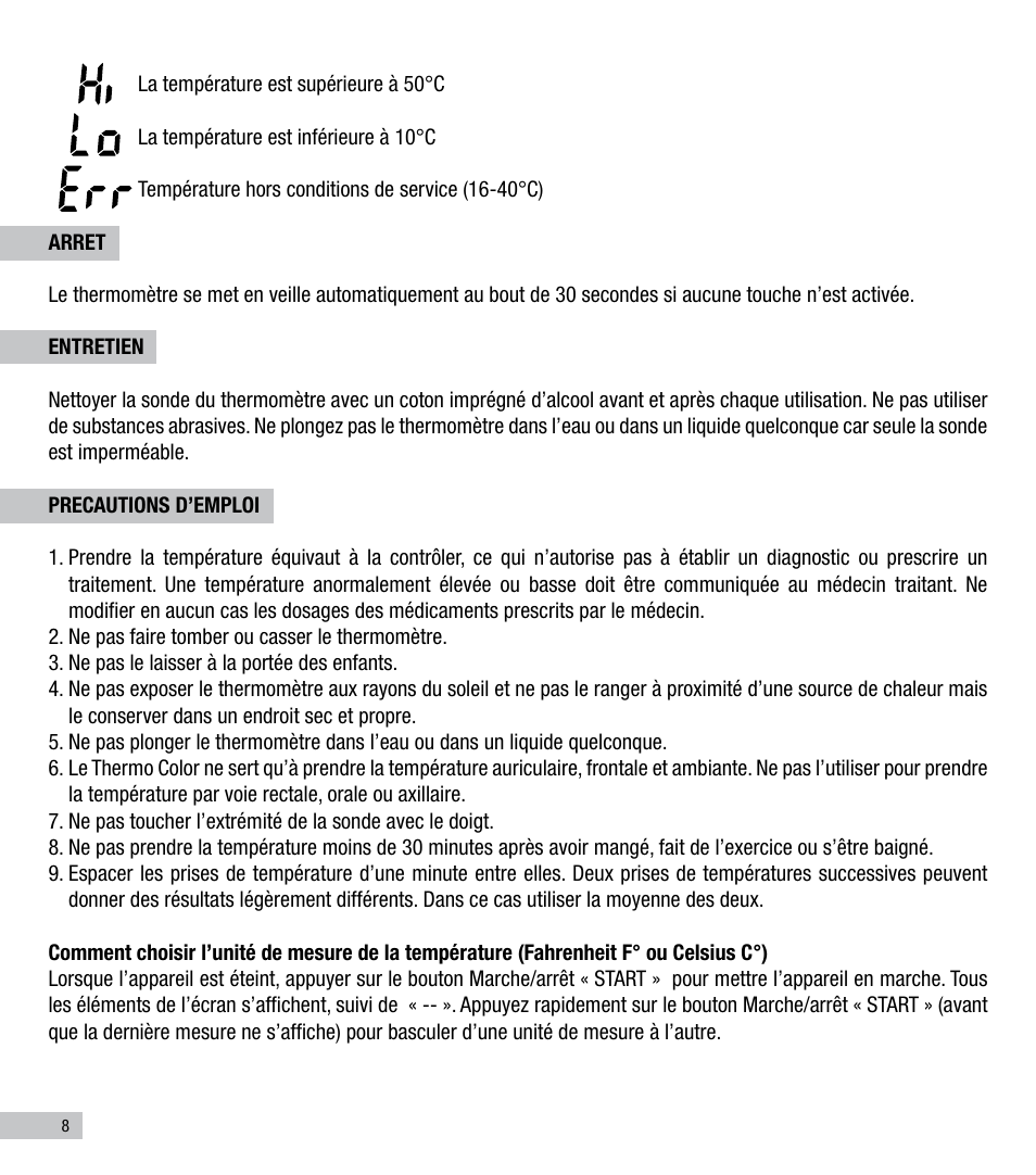 Terraillon Thermo Color User Manual | Page 8 / 52