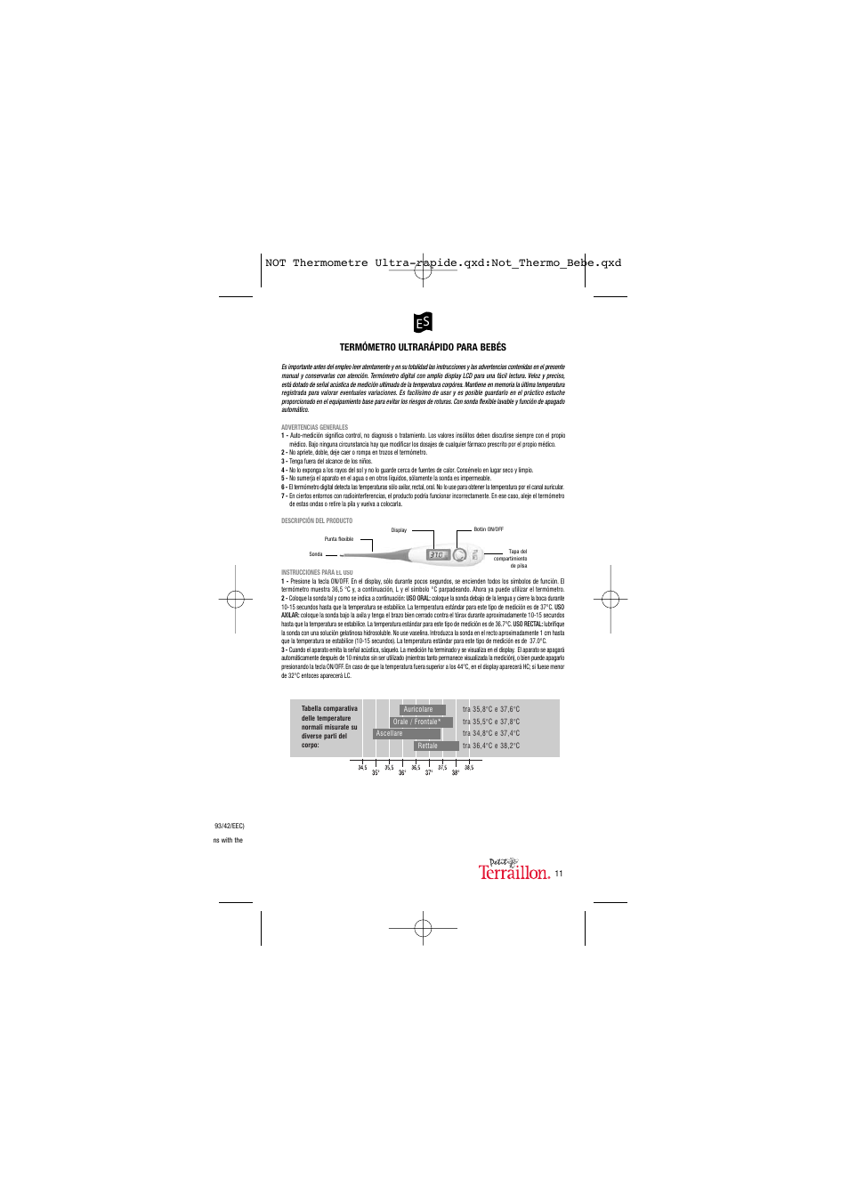 Terraillon Thermo Ultra Rapide User Manual | Page 12 / 18