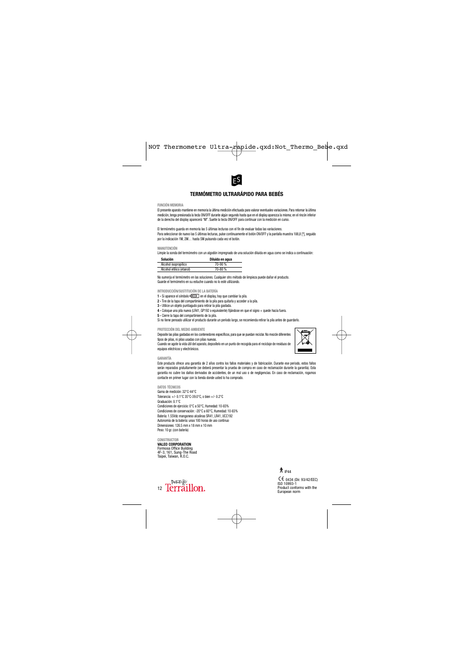 Terraillon Thermo Ultra Rapide User Manual | Page 13 / 18