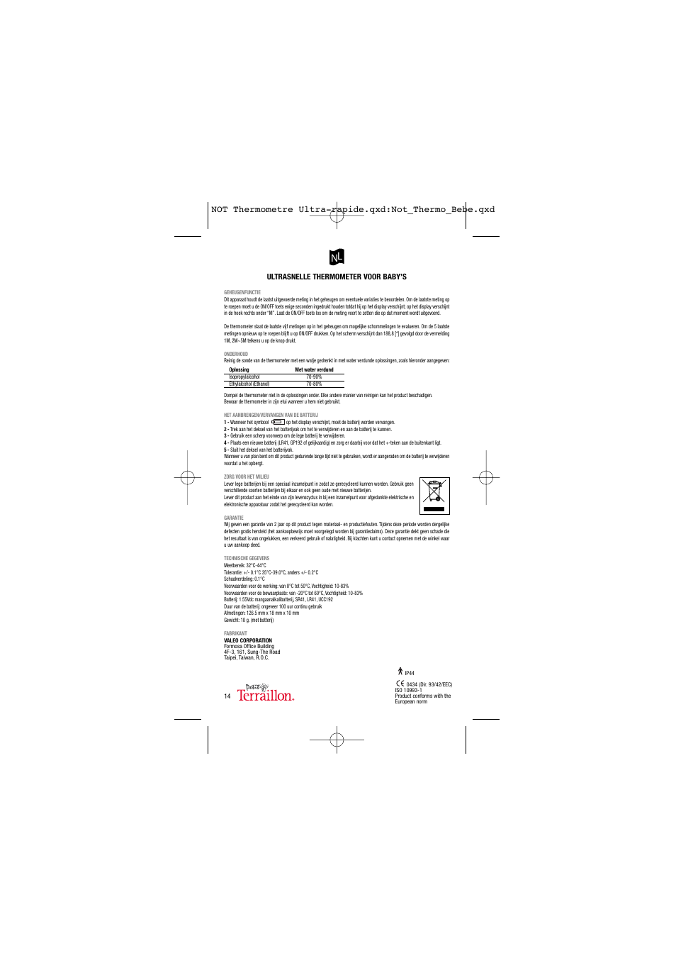 Terraillon Thermo Ultra Rapide User Manual | Page 15 / 18