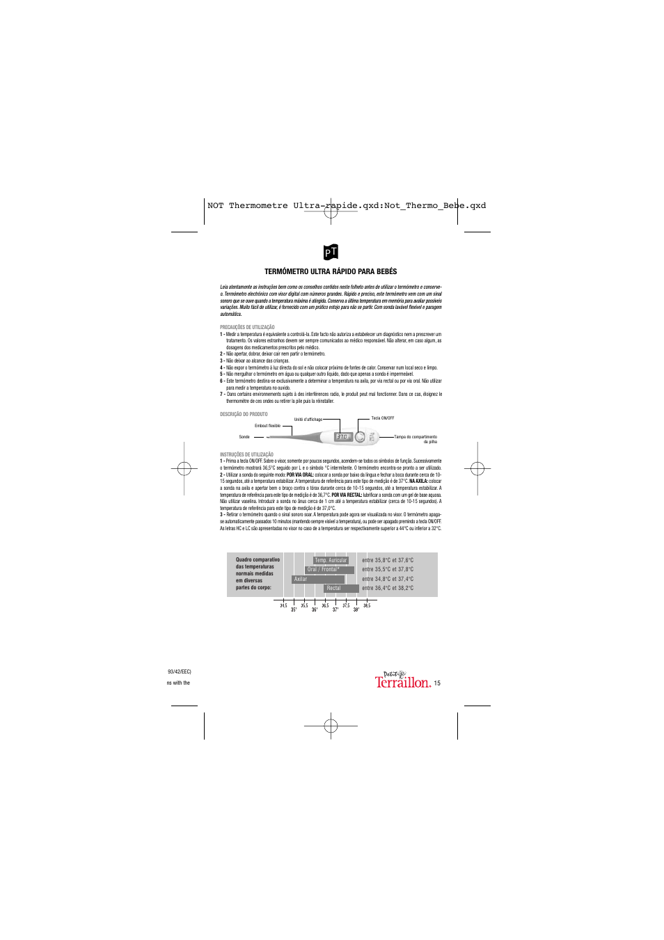 Terraillon Thermo Ultra Rapide User Manual | Page 16 / 18