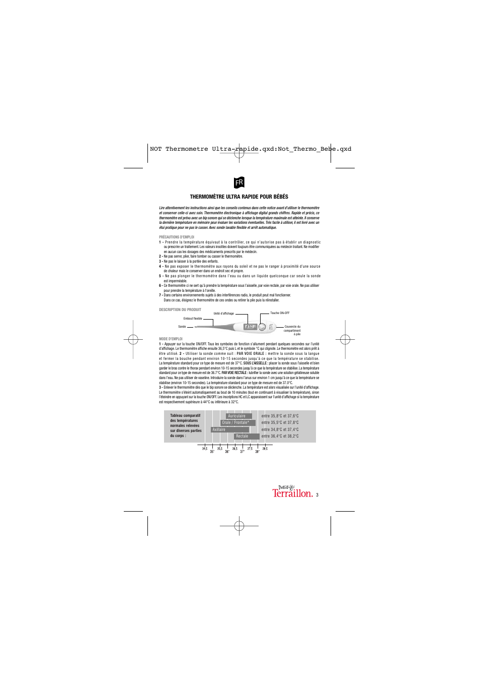 Terraillon Thermo Ultra Rapide User Manual | Page 4 / 18