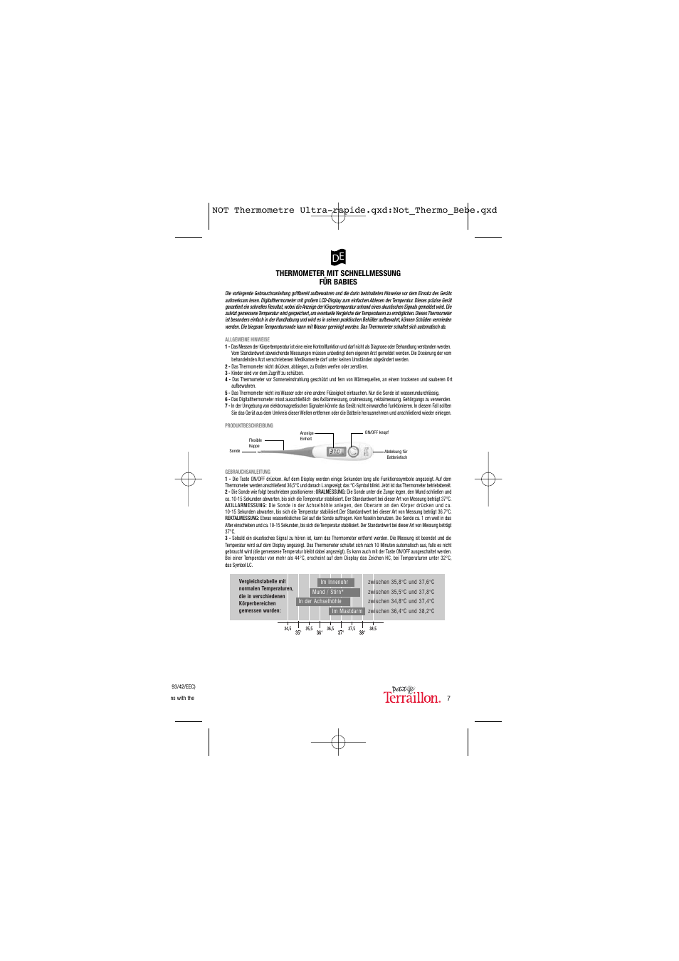 Terraillon Thermo Ultra Rapide User Manual | Page 8 / 18